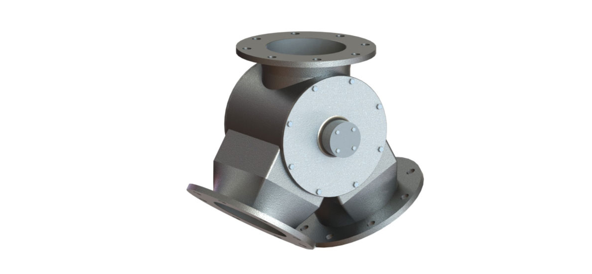 DYPNF diverter valve body for bulk material handling lines