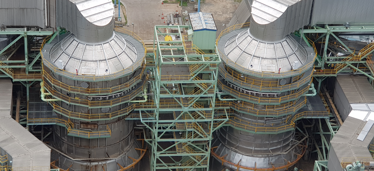 Flue gas desulfurization absorbers at a coal-fired power plant